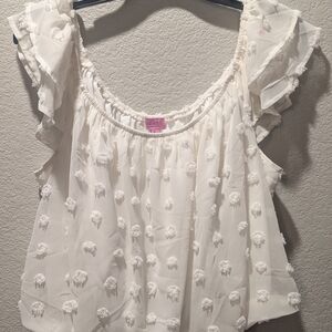 Miami By Francesca's Cream Ruffled Blouse